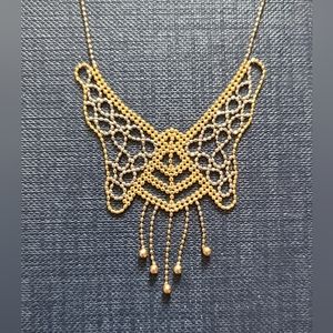 NWOT Sterling & Gold-Plated Butterfly Chain Choker Necklace (Delicate)